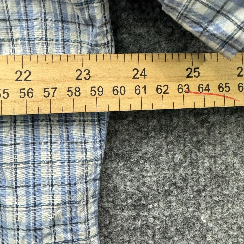 Banana Republic Western Button Shirt Mens XL Blue Short Sleeve Plaid Casual